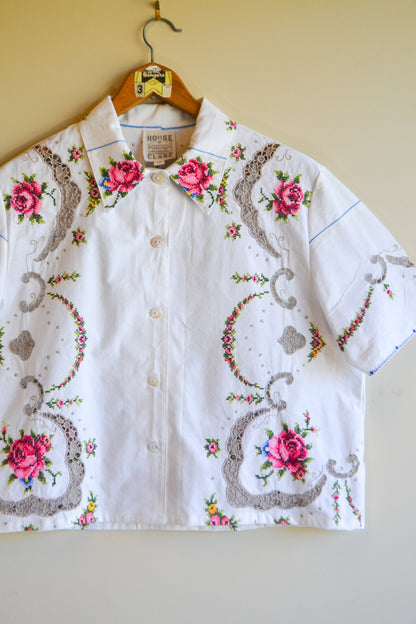 Button Up Shirt | Roses | Large