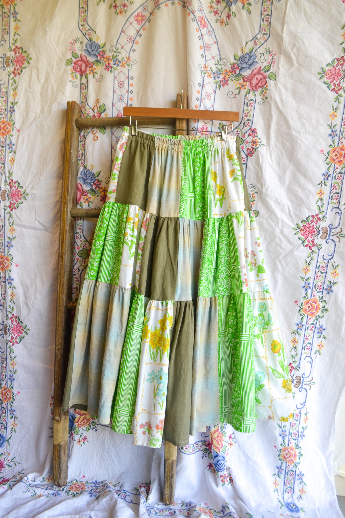 Tiered Patch Work Skirt | Spring | Medium