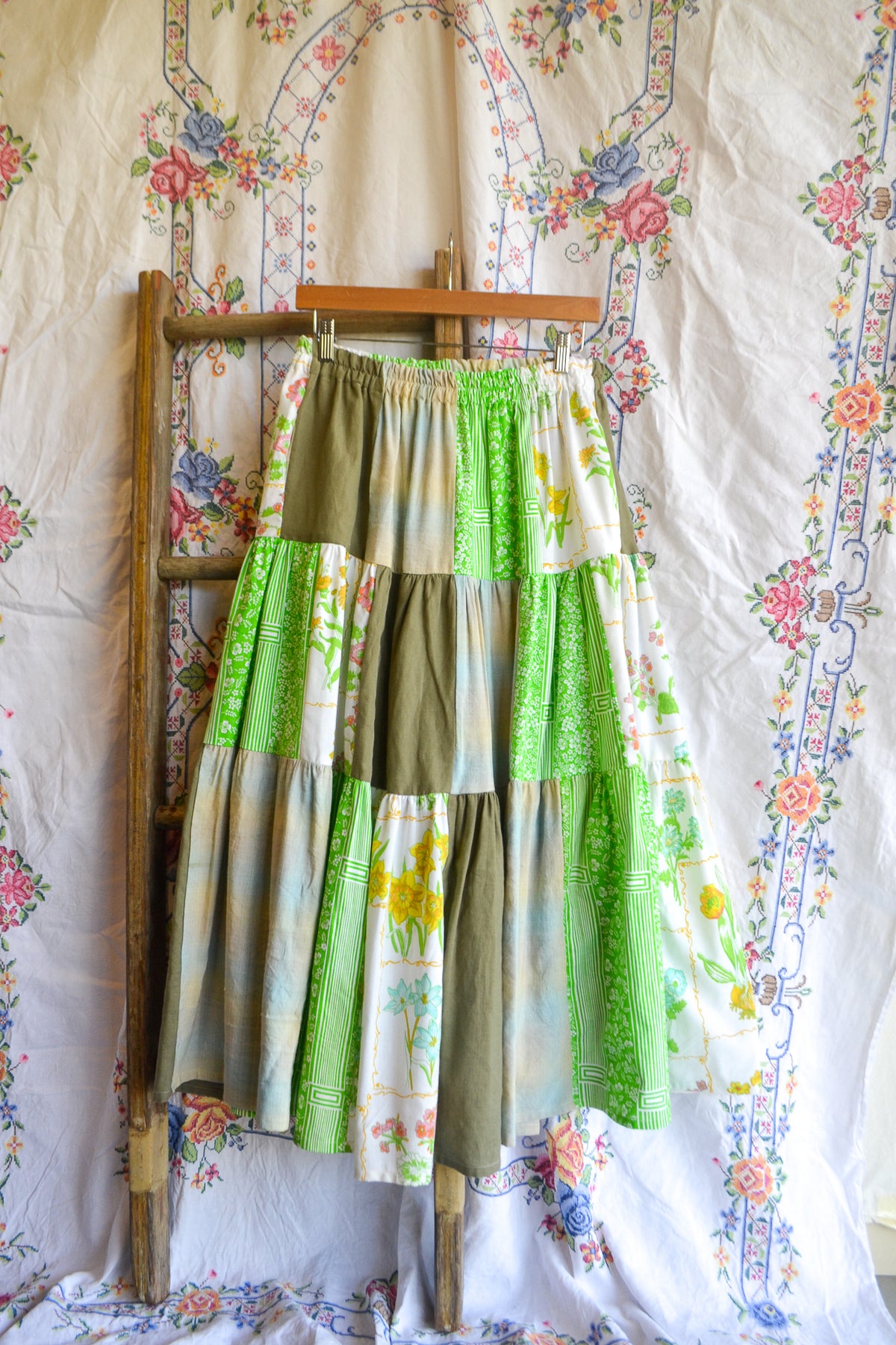 Tiered Patch Work Skirt | Spring | Medium