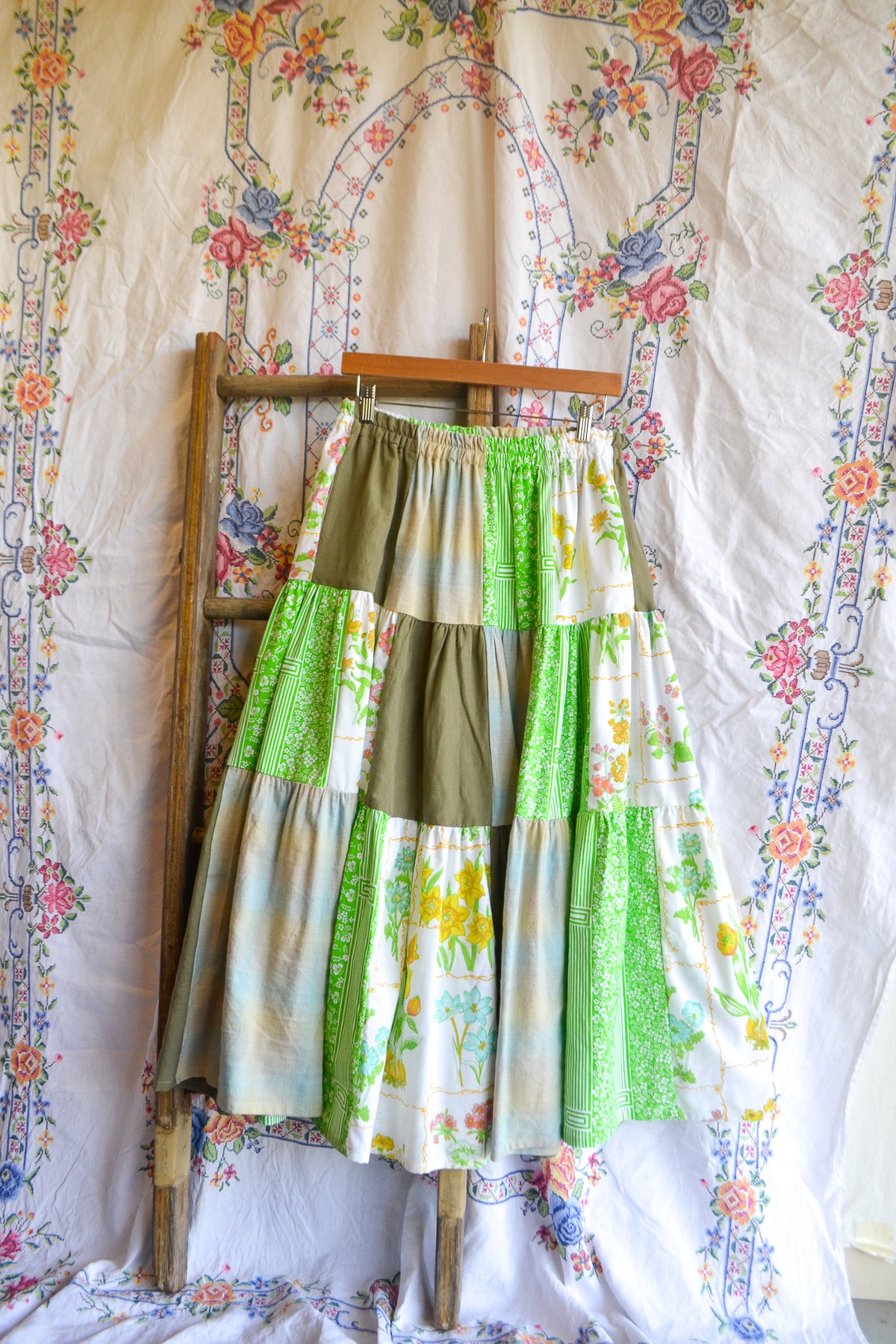 Tiered Patch Work Skirt | Spring | Medium