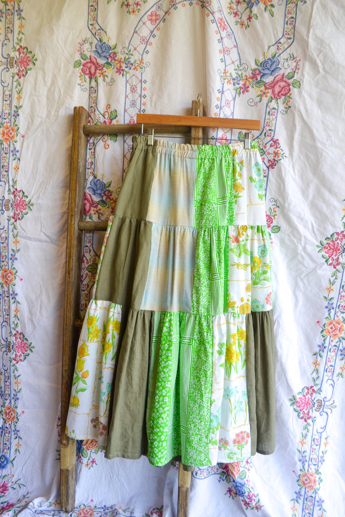 Tiered Patch Work Skirt | Spring | Medium