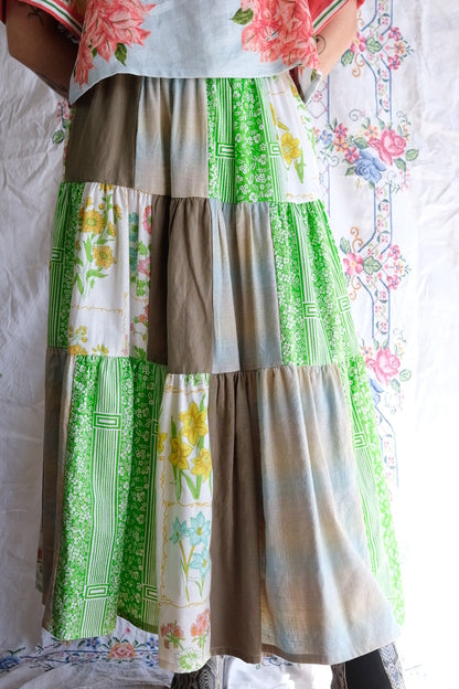 Tiered Patch Work Skirt | Spring | Medium