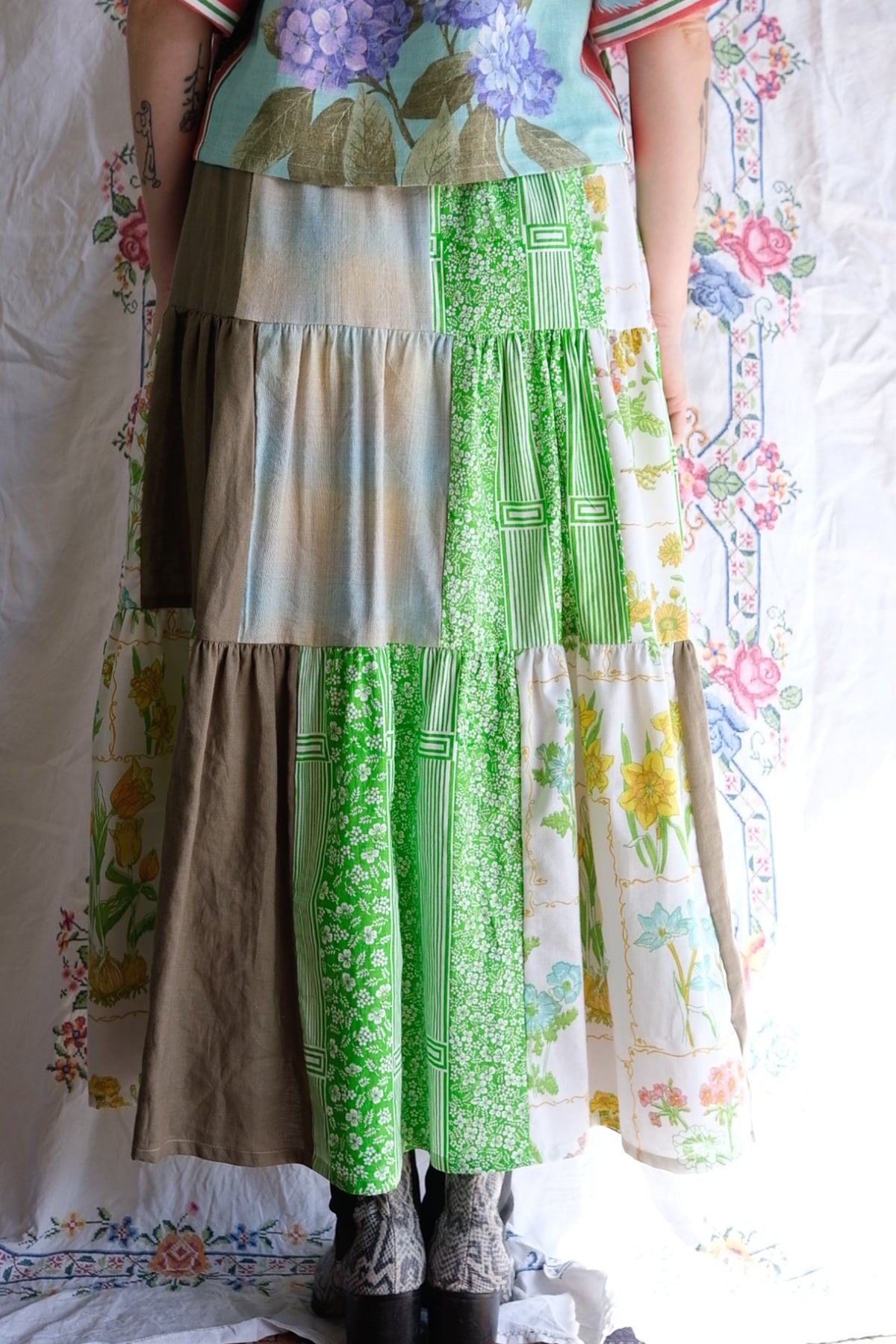Tiered Patch Work Skirt | Spring | Medium
