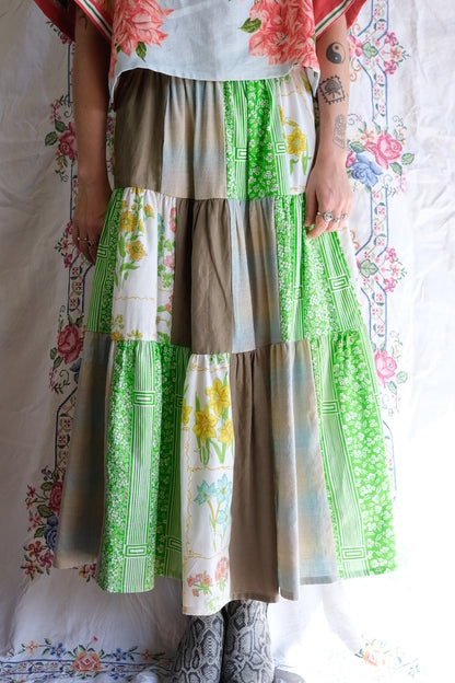 Tiered Patch Work Skirt | Spring | Medium