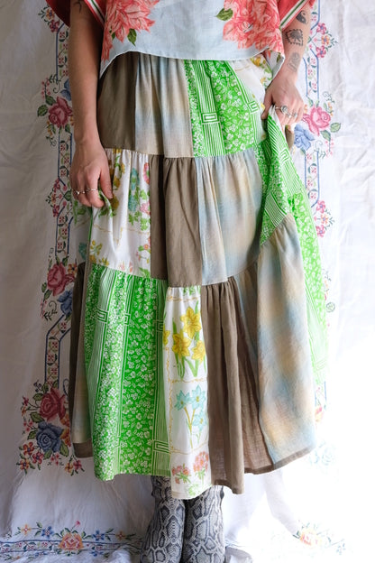 Tiered Patch Work Skirt | Spring | Medium