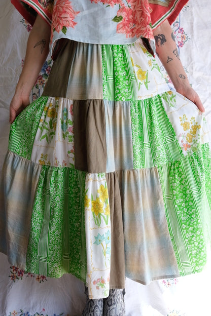 Tiered Patch Work Skirt | Spring | Medium