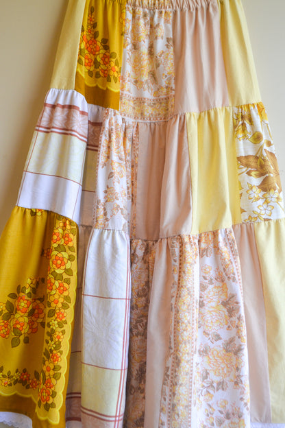 Tiered Patch Work Skirt | Yellow | Small