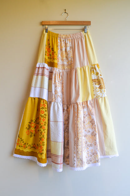 Tiered Patch Work Skirt | Yellow | Small