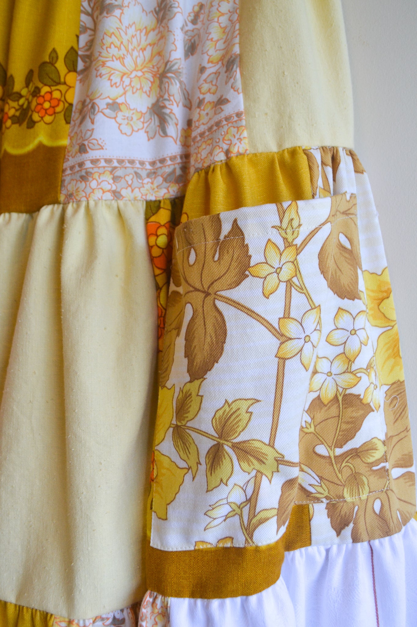 Tiered Patch Work Skirt | Yellow | Small