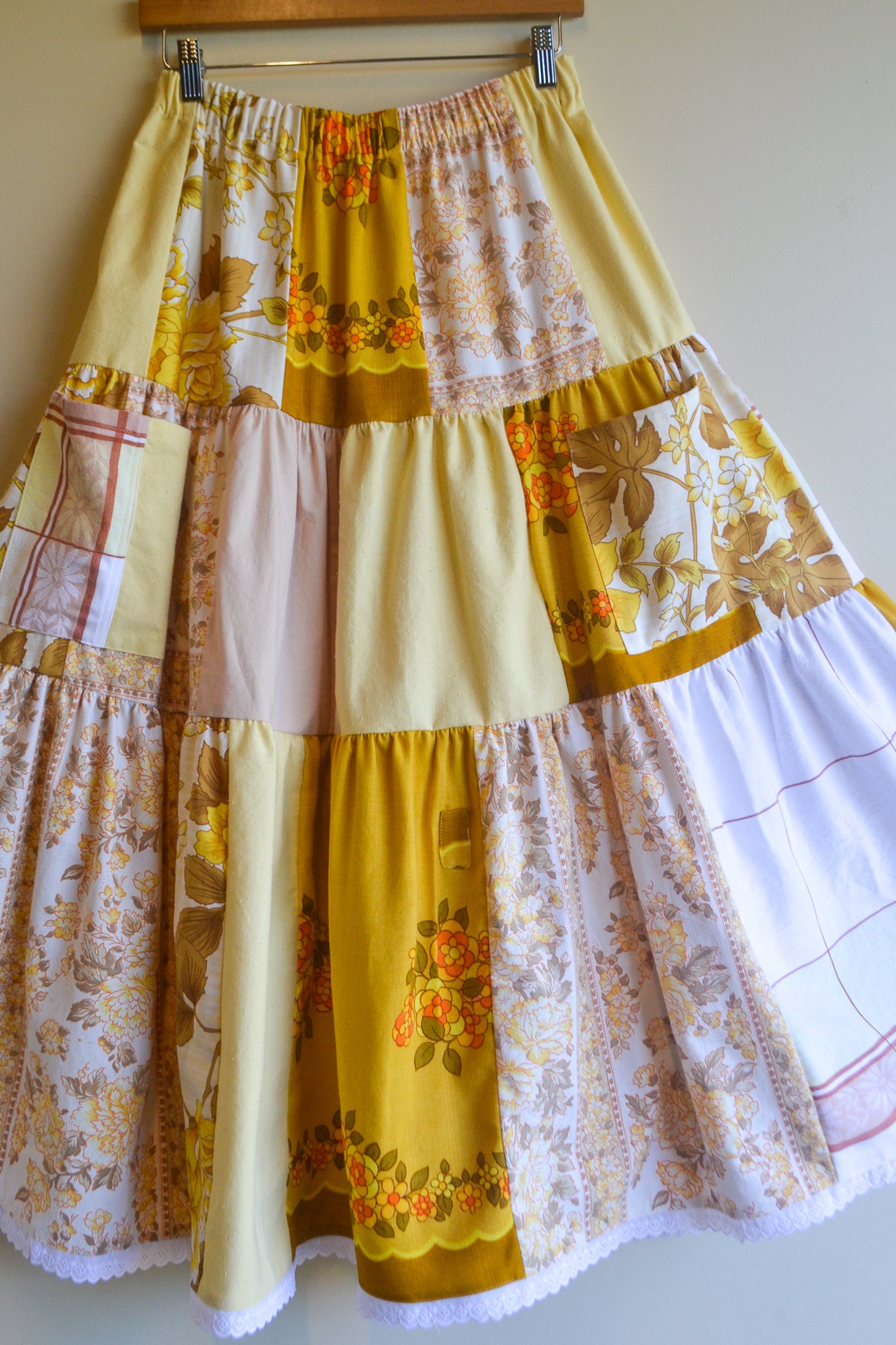 Tiered Patch Work Skirt | Yellow | Small