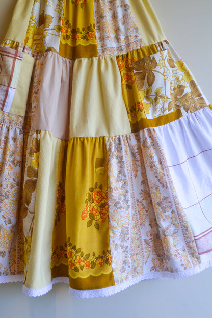 Tiered Patch Work Skirt | Yellow | Small