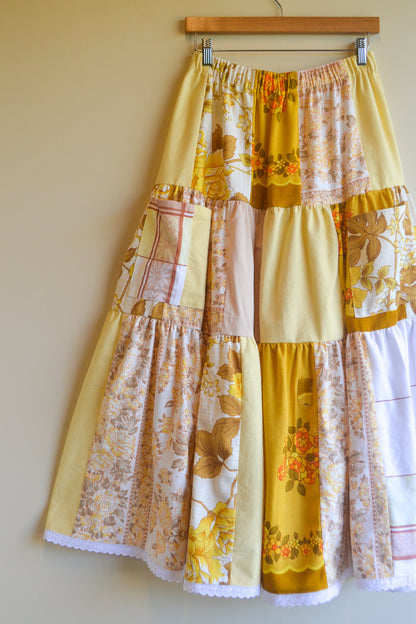 Tiered Patch Work Skirt | Yellow | Small