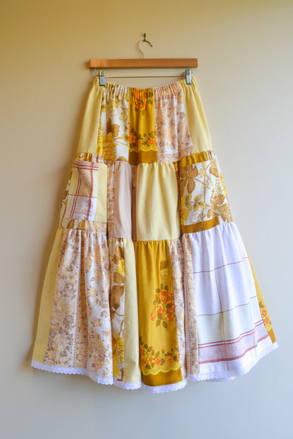 Tiered Patch Work Skirt | Yellow | Small