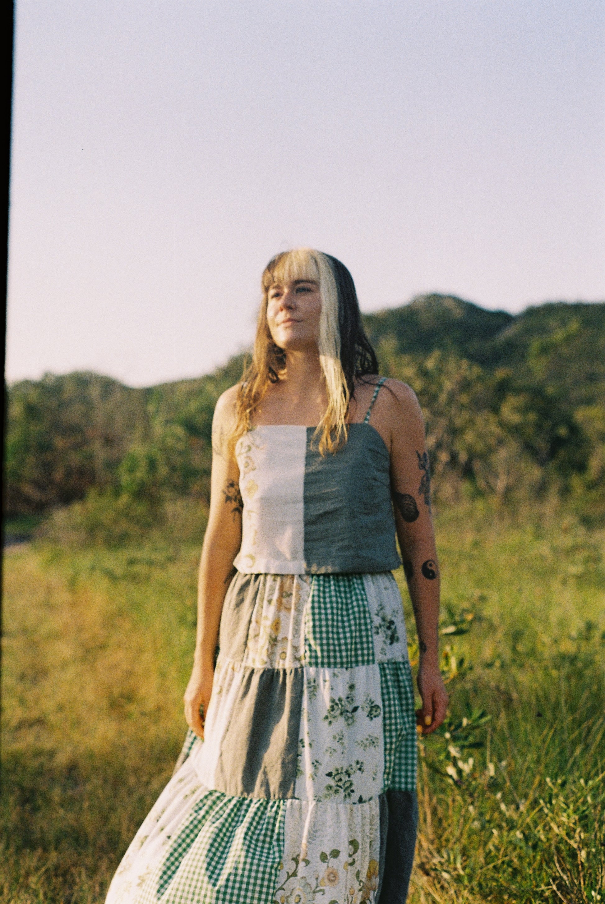 Tiered Patch Work Skirt | Green| Medium